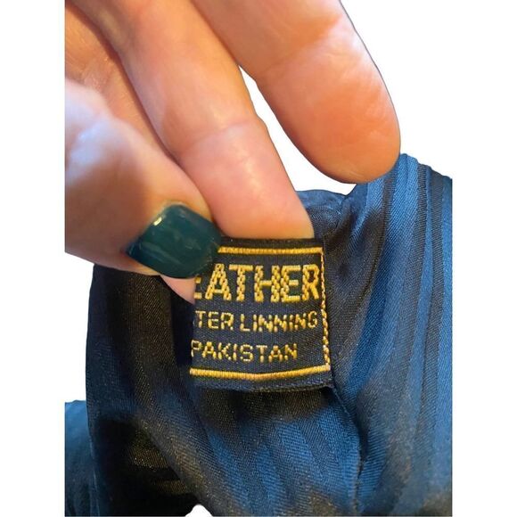 AVANT GARDE 80S BLACK LEATHER POWER SHOULDER PEPLUM JACKET LARGE - Picture 11 of 12